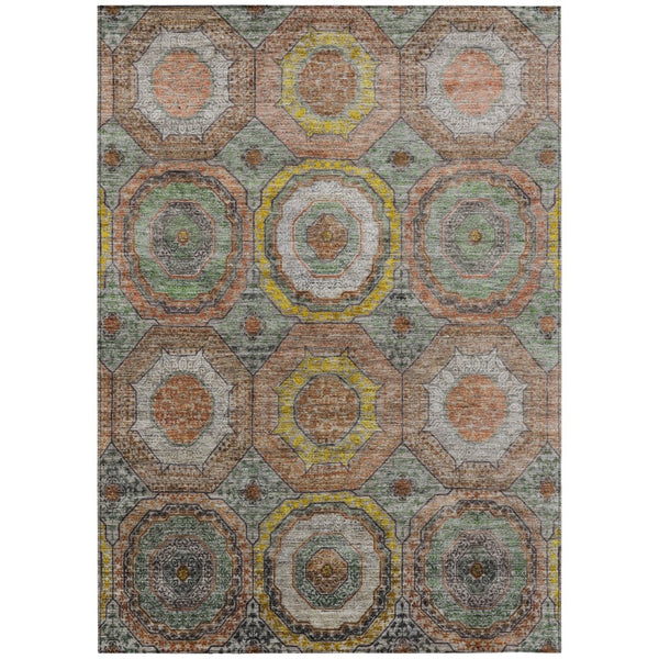 HomeRoots 10' Geometric Sage Copper and Gold Area Rug - Washable, Durable, Indoor/Outdoor Perfection! 630218