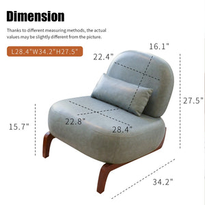 English Elm Cute Faux Leather Armless Accent Chair Solid Wood Legs Cushioned Seat Modern Blue W2105P440973