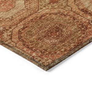 HomeRoots 8' Modern Geometric Terra Cotta, Copper & Peach Area Rug - Washable, Durable, Indoor/Outdoor Style! 630227