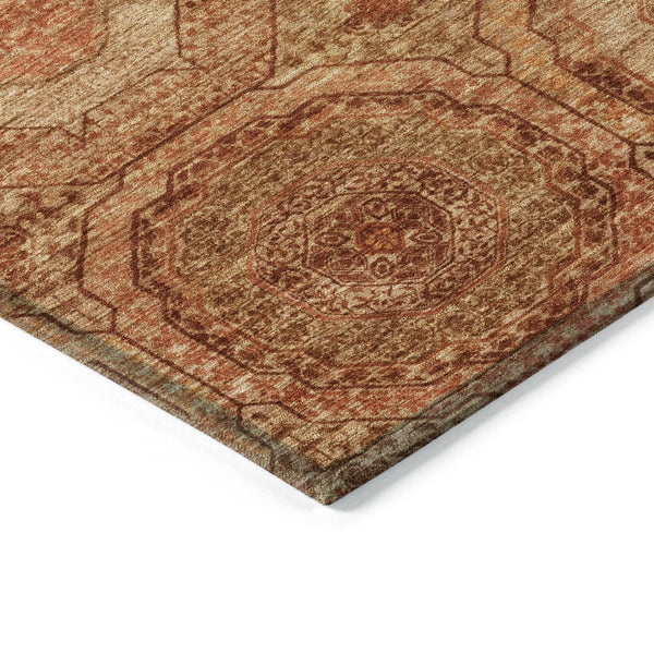 HomeRoots 8' Modern Geometric Terra Cotta, Copper & Peach Area Rug - Washable, Durable, Indoor/Outdoor Style! 630227