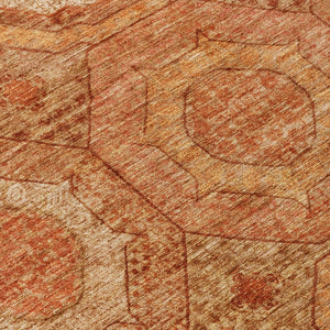 HomeRoots 8' Modern Geometric Terra Cotta, Copper & Peach Area Rug - Washable, Durable, Indoor/Outdoor Style! 630227