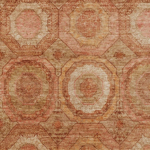 HomeRoots 8' X 10' Stylish Terra Cotta Geometric Area Rug – Washable for Indoor/Outdoor Use, Durable & Versatile 630228