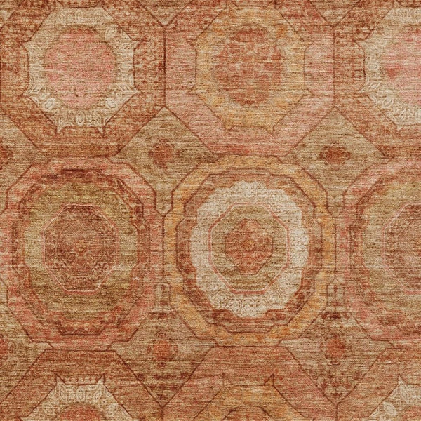 HomeRoots 8' X 10' Stylish Terra Cotta Geometric Area Rug – Washable for Indoor/Outdoor Use, Durable & Versatile 630228