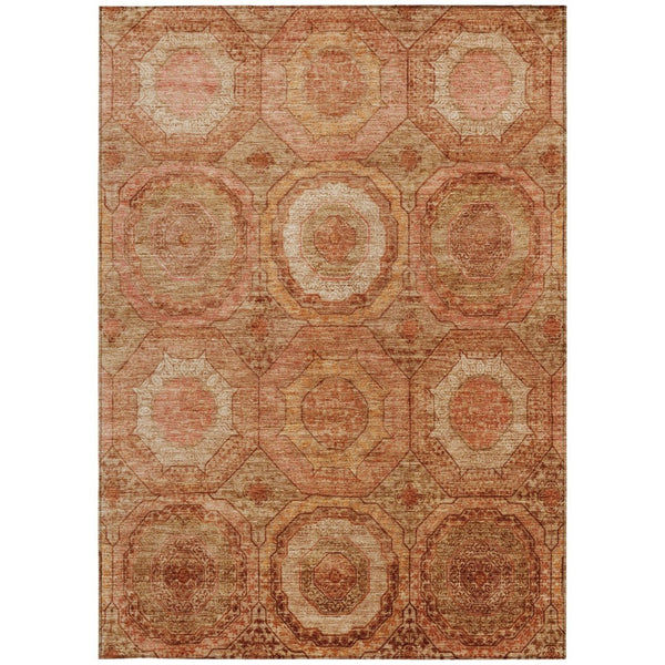 HomeRoots 10' X 14' Terra Cotta Geometric Indoor Outdoor Area Rug - Durable, Washable, Stylish & Versatile Design 630230