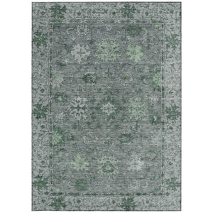 HomeRoots 5' X 8' Artichoke Green Floral Washable Rug - Durable Indoor/Outdoor Design for High-Traffic Areas 630232