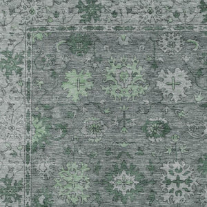 HomeRoots 5' X 8' Artichoke Green Floral Washable Rug - Durable Indoor/Outdoor Design for High-Traffic Areas 630232
