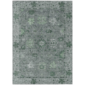 HomeRoots 5' X 8' Artichoke Green Floral Washable Rug - Durable Indoor/Outdoor Design for High-Traffic Areas 630232