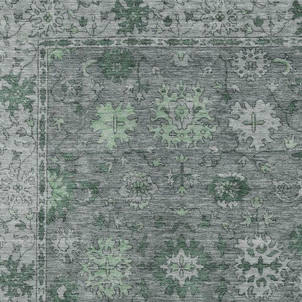 HomeRoots 5' X 8' Artichoke Green Floral Washable Rug - Durable Indoor/Outdoor Design for High-Traffic Areas 630232