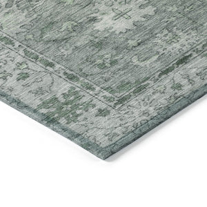 HomeRoots 8' Artichoke Green & Gray Round Floral Washable Rug - Stylish Indoor/Outdoor Area Decor for All Spaces 630233
