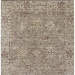 HomeRoots 9' X 12' Khaki Floral Area Rug – Durable, Washable Design for Indoor & Outdoor Spaces, Easy Care! 630241