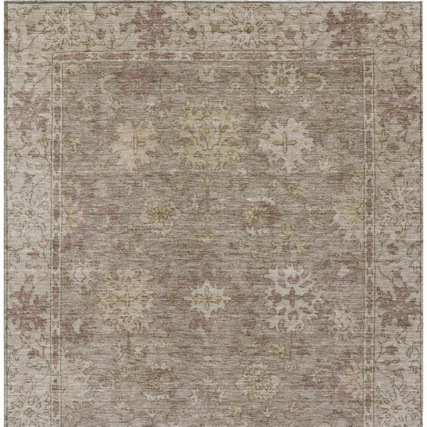 HomeRoots 9' X 12' Khaki Floral Area Rug – Durable, Washable Design for Indoor & Outdoor Spaces, Easy Care! 630241