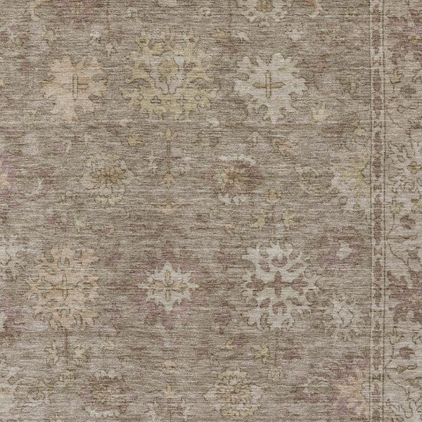 HomeRoots 9' X 12' Khaki Floral Area Rug – Durable, Washable Design for Indoor & Outdoor Spaces, Easy Care! 630241