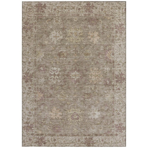 HomeRoots 10' Khaki and Beige Floral Area Rug - Washable, Durable, Indoor/Outdoor Use for Stylish Spaces 630242