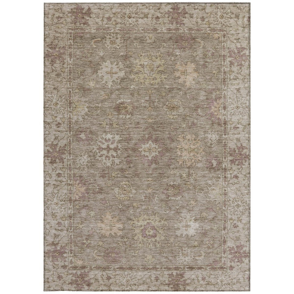 HomeRoots 10' Khaki and Beige Floral Area Rug - Washable, Durable, Indoor/Outdoor Use for Stylish Spaces 630242