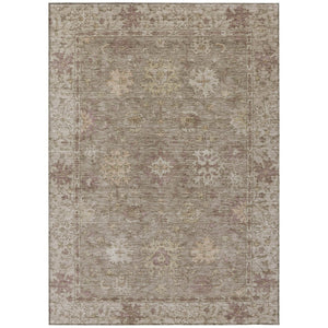 HomeRoots 10' Khaki and Beige Floral Area Rug - Washable, Durable, Indoor/Outdoor Use for Stylish Spaces 630242