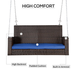 English Elm Outsunny 2-Person Wicker Hanging Swing Bench With Cushions – Stylish Outdoor Chair For Relaxation W2225P217682-GIGA