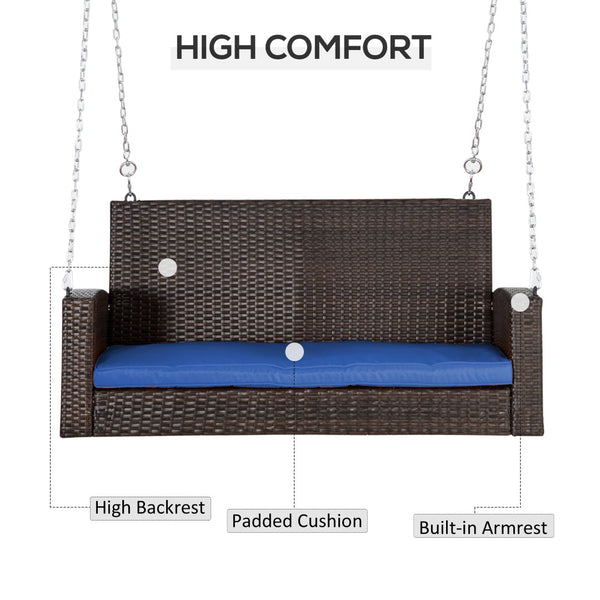 English Elm Outsunny 2-Person Wicker Hanging Swing Bench With Cushions – Stylish Outdoor Chair For Relaxation W2225P217682-GIGA