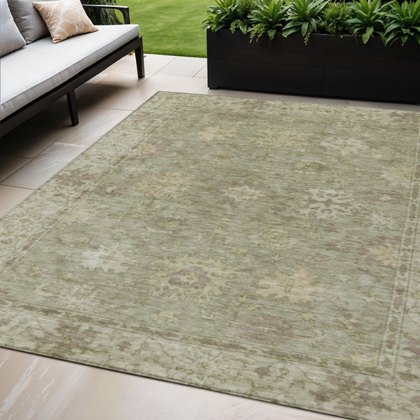 HomeRoots 5' X 8' Sage Floral Area Rug – Elegant Washable Design for Indoor & Outdoor Spaces, Durable & Stylish! 630250