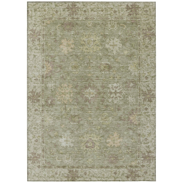 HomeRoots 5' X 8' Sage Floral Area Rug – Elegant Washable Design for Indoor & Outdoor Spaces, Durable & Stylish! 630250