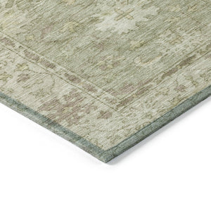 HomeRoots 8' Sage and Beige Round Floral Area Rug - Durable, Washable Design for Indoor & Outdoor Living Spaces 630251
