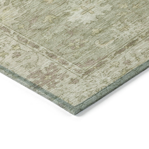 HomeRoots 8' Sage and Beige Round Floral Area Rug - Durable, Washable Design for Indoor & Outdoor Living Spaces 630251