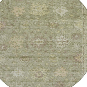 HomeRoots 8' Sage and Beige Round Floral Area Rug - Durable, Washable Design for Indoor & Outdoor Living Spaces 630251