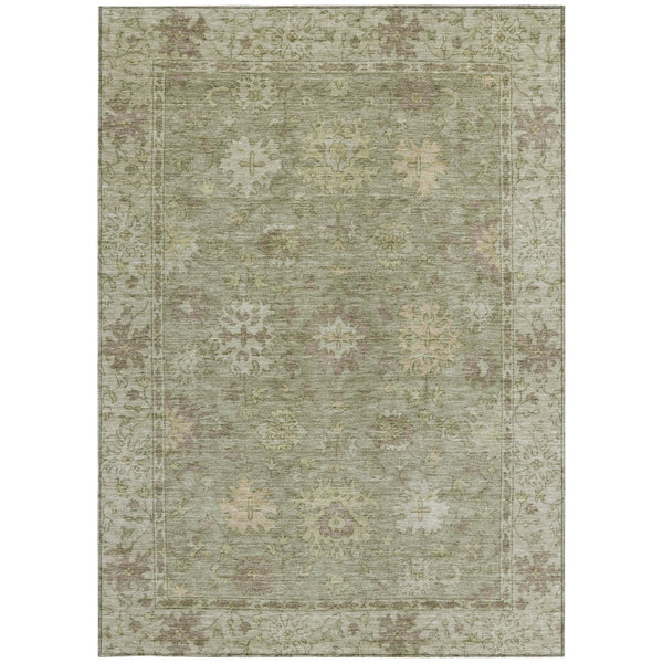 HomeRoots 8' X 10' Sage Floral Area Rug – Machine-Washable, Water-Resistant, Durable Indoor/Outdoor Decor 630252