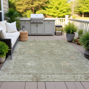 HomeRoots 8' X 10' Sage Floral Area Rug – Machine-Washable, Water-Resistant, Durable Indoor/Outdoor Decor 630252