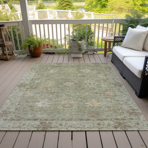 HomeRoots 8' X 10' Sage Floral Area Rug – Machine-Washable, Water-Resistant, Durable Indoor/Outdoor Decor 630252