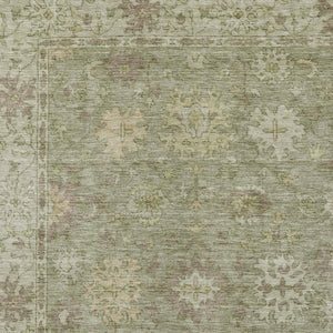 HomeRoots 9' X 12' Sage and Beige Floral Area Rug - Durable, Washable, Perfect for Indoor & Outdoor Spaces 630253