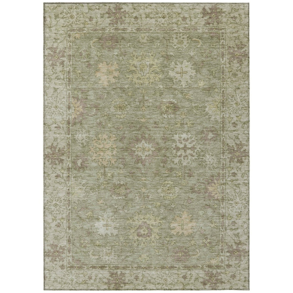 HomeRoots 9' X 12' Sage and Beige Floral Area Rug - Durable, Washable, Perfect for Indoor & Outdoor Spaces 630253