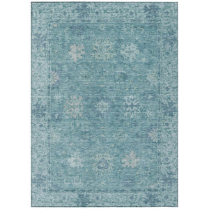 HomeRoots 5' X 8' Teal Blue & Aqua Floral Area Rug - Durable, Washable, Perfect for Indoor & Outdoor Spaces! 630256