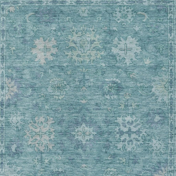 HomeRoots 5' X 8' Teal Blue & Aqua Floral Area Rug - Durable, Washable, Perfect for Indoor & Outdoor Spaces! 630256