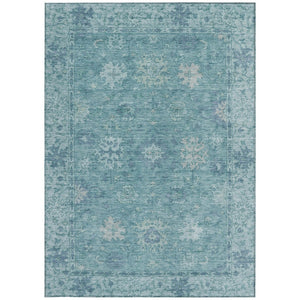 HomeRoots 8' X 10' Teal Blue & Aqua Floral Area Rug – Durable, Washable, Ideal for Indoor & Outdoor Spaces! 630258