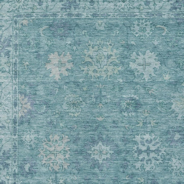 HomeRoots 8' X 10' Teal Blue & Aqua Floral Area Rug – Durable, Washable, Ideal for Indoor & Outdoor Spaces! 630258