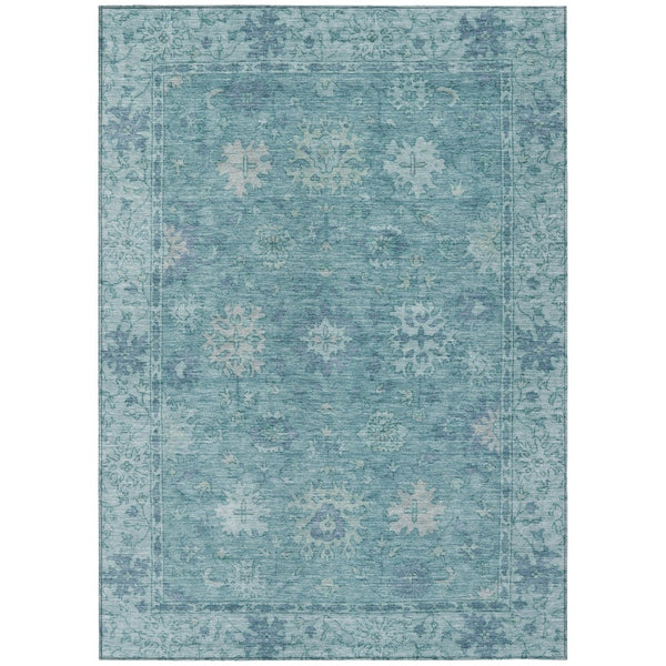 HomeRoots 10' Teal Blue & Aqua Floral Area Rug - Durable, Washable Indoor/Outdoor Carpet for High-Traffic Spaces 630260