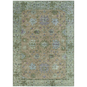HomeRoots 5' Washable Floral Area Rug in Brown, Olive Green & Lavender - Perfect for Indoor & Outdoor Use 630262