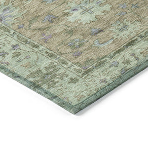 HomeRoots 5' Washable Floral Area Rug in Brown, Olive Green & Lavender - Perfect for Indoor & Outdoor Use 630262