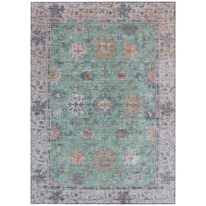 HomeRoots 8' X 10' Floral Indoor Outdoor Area Rug in Mint Green, Peach & Aqua - Washable, Durable Design! 630270