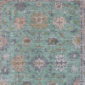 HomeRoots 8' X 10' Floral Indoor Outdoor Area Rug in Mint Green, Peach & Aqua - Washable, Durable Design! 630270