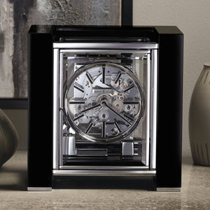 Hekman Furniture 630270 Elegant Park Avenue Mantel Clock With Key-wound Triple-chime, Polished Chrome & Black Finish Gloss Black Park Avenue Mantel Clock 630270