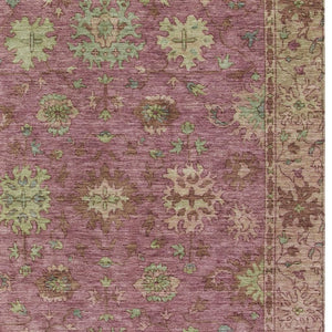 HomeRoots 5' X 8' Elegant Floral Indoor Outdoor Area Rug in Pink, Gold & Beige - Washable & Durable Design! 630274
