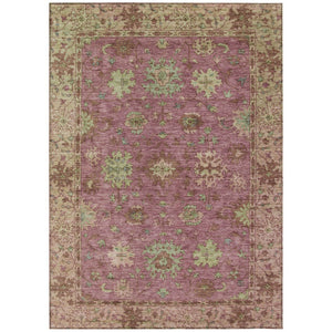 HomeRoots 5' X 8' Elegant Floral Indoor Outdoor Area Rug in Pink, Gold & Beige - Washable & Durable Design! 630274