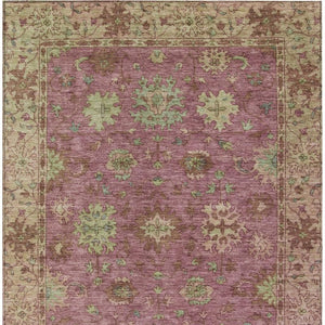 HomeRoots 8' X 10' Elegant Pink Gold Beige Floral Area Rug - Washable, Durable, Indoor/Outdoor, Pet-Friendly 630276