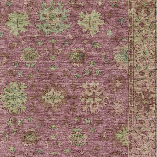 HomeRoots 9' X 12' Pink Gold Beige Floral Washable Area Rug - Durable, Stylish, Indoor & Outdoor Versatility! 630277