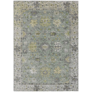 HomeRoots 9' X 12' Sage Gray and Gold Floral Area Rug – Stylish, Washable, Indoor/Outdoor Design for Versatile Spaces 630283