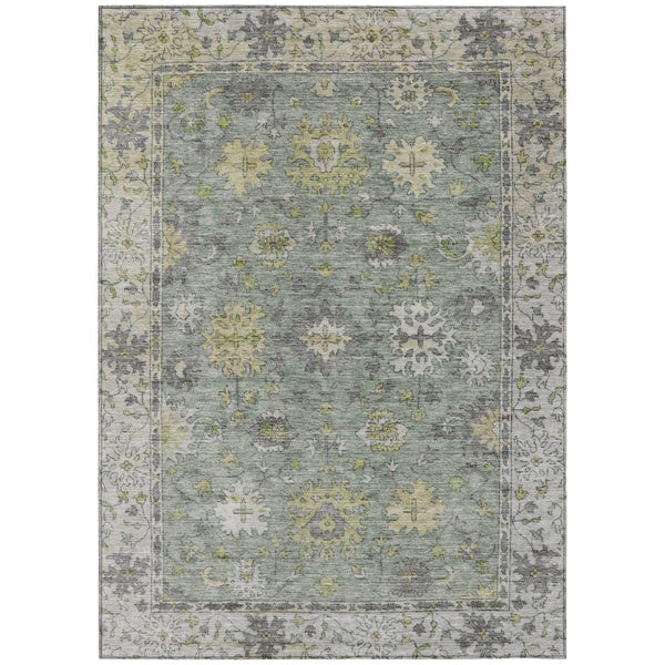 HomeRoots 9' X 12' Sage Gray and Gold Floral Area Rug – Stylish, Washable, Indoor/Outdoor Design for Versatile Spaces 630283