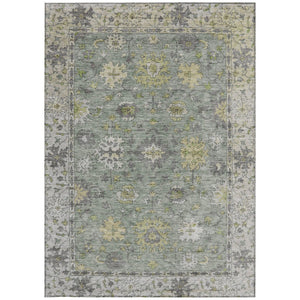 HomeRoots 10' Sage Gray and Gold Floral Area Rug - Stylish, Washable Indoor/Outdoor Carpet for Busy Homes 630284