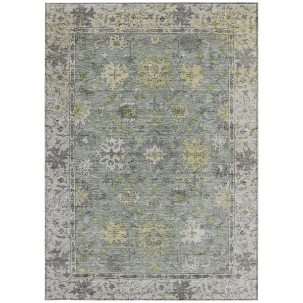 HomeRoots 10' Sage Gray and Gold Floral Area Rug - Stylish, Washable Indoor/Outdoor Carpet for Busy Homes 630284