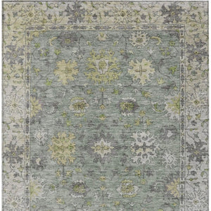 HomeRoots 10' Sage Gray and Gold Floral Area Rug - Stylish, Washable Indoor/Outdoor Carpet for Busy Homes 630284